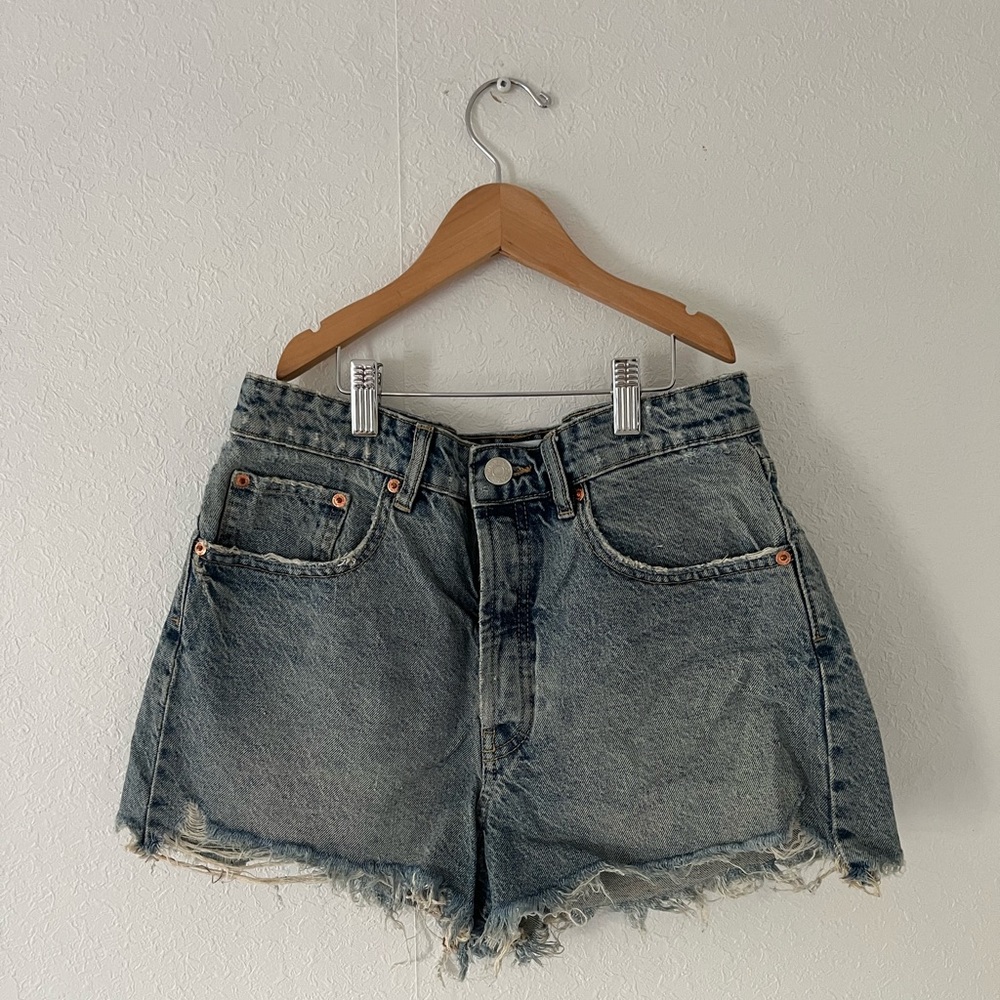 Zara High Waisted Denim Shorts, Medium wash